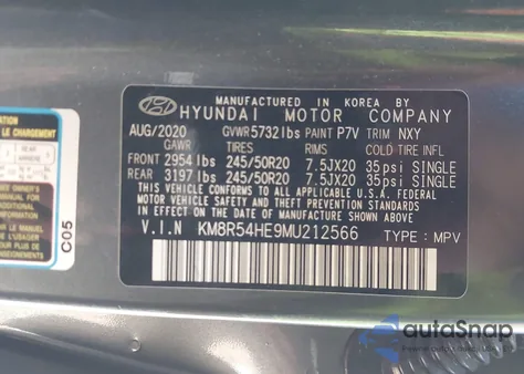 2021 Hyundai Palisade Limited из США, поврежденный, VIN KM8R54HE9MU212566